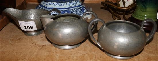 Liberty bowl, jug and sauceboat by J H G